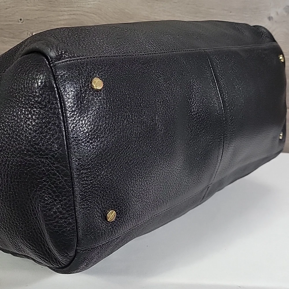 Tory Burch Classic Black Pebble Leather Tote Handbag